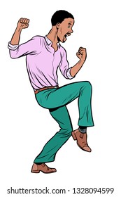 african Man funny reaction. fright or a pleasant surprise. Pop art retro vector illustration vintage kitsch 50s 60s