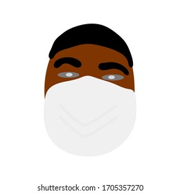 African man head with protective face mask against corona virus covid-19. 