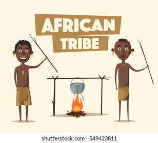 African man. Indigenous south American. Cartoon vector illustration. Aborigine. Culture and traditions people tribe