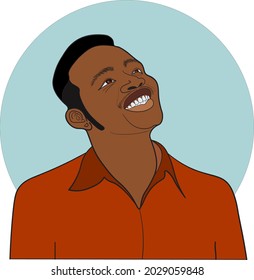  African man laughing happily. Vector flat illustration
