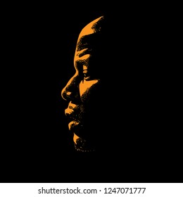 African Man portrait silhouette in contrast backlight. Vector.