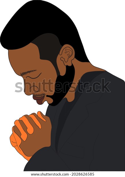 African Man Praying God Vector Illustration Stock Vector (Royalty Free ...