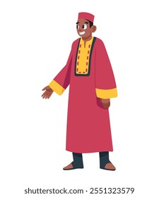 african man in red clothes isolated