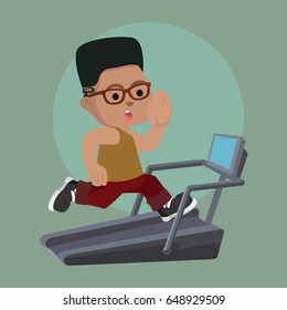 african man running on treadmill