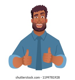 African man showing thumbs up. Vector illustration