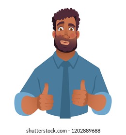 African man showing thumbs up. Vector illustration