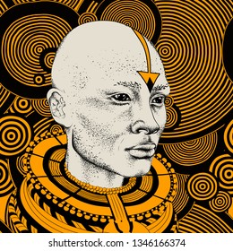 African man in tribal clothes. Beautiful black man. Vector illustration