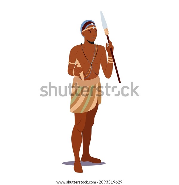 African Man Warrior Hunter Weapon Isolated Stock Vector (Royalty Free ...