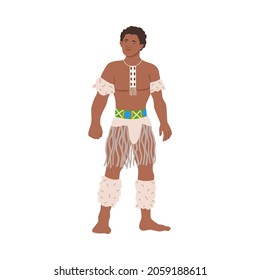 African man warrior in traditional national clothes cartoon vector illustration