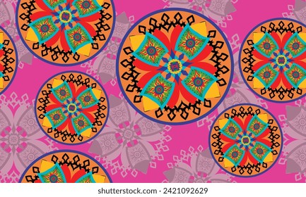 African mandala seamless native pattern.Traditional kente,ankara,kitenge,chitenge,capulana african wax print fabric pattern.Abstract vector motif pattern.For fabric,clothing,carpet,woven,wrap,decorate