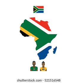 African map and flag. Vector Map.