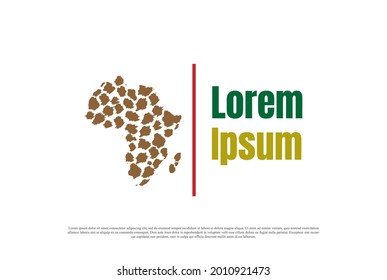 African Map with Leopard or Cheetah Fur for Wildlife Safari Logo Design Vector