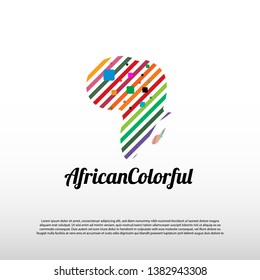 African map logo with colorful concept. Africa map icon -vector
