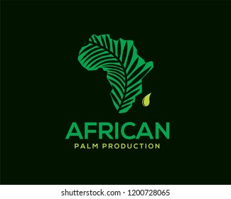 African map and palm leaf logo Design inspiration
