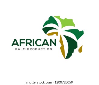 African map and palm logo Design inspiration