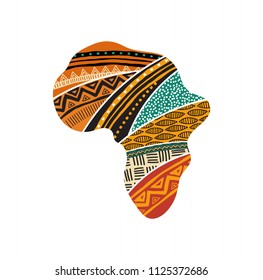 African Map Silhouette With A Traditional Pattern. Concept Design