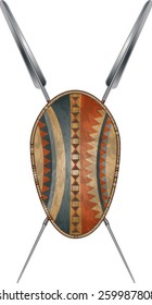 African Masai Tribe Shield And Spear