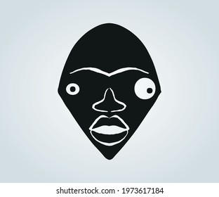 african mask of abstract tribes features in silhouette for illustration