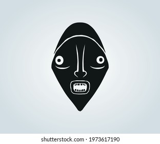 african mask of abstract tribes features in silhouette for illustration