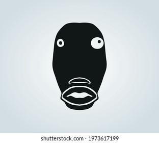 african mask of abstract tribes features in silhouette for illustration