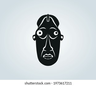 african mask of abstract tribes features in silhouette for illustration