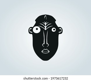african mask of abstract tribes features in silhouette for illustration