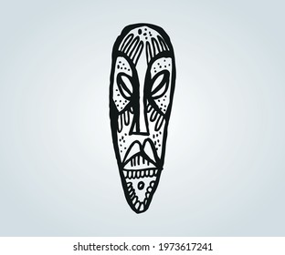 african mask of abstract tribes features in silhouette for illustration