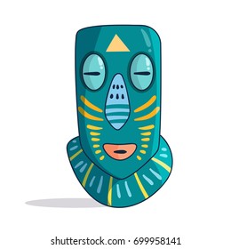 African mask. Colorful. Vector. Cartoon. Isolated art on white background. Flat
