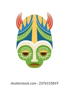 African mask concept. Traditional element of clothes for Africa. Mythology and ceremonial wear. Graphic element for website. Cartoon flat vector illustration isolated on white background