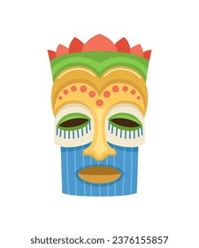 African mask concept. Traditional element of clothes for Africa. Wear and apparel for carnival and festival. Poster or banner. Cartoon flat vector illustration isolated on white background