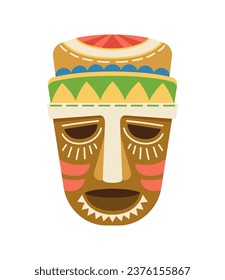 African mask concept. Traditional element of clothes for Africa. Template and layout. Ceremony, ritual and mythology. Cartoon flat vector illustration isolated on white background