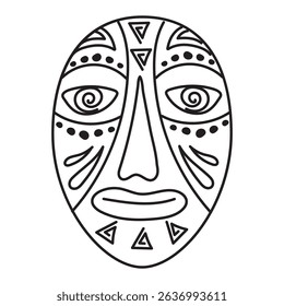 African mask in doodle style hand drawn vector icon.