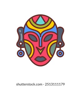 African Mask Filled Icons , Vector illustration