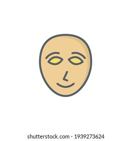 Icono plano de máscara africana aislado en fondo blanco