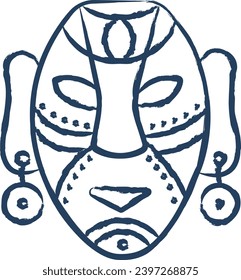 African Mask hand drawn vector illustration