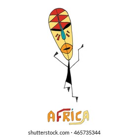 African mask. Hand drawn Vector illustration in sketch style.