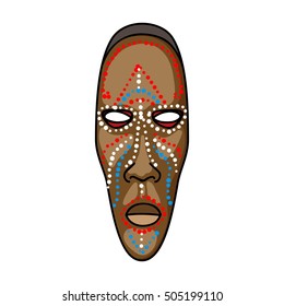 African mask icon in cartoon style isolated on white background. Museum symbol stock vector illustration.