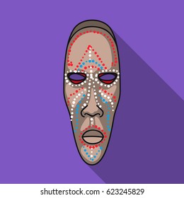 African mask icon in flat style isolated on white background. Museum symbol stock vector illustration.