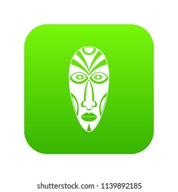 African mask icon green vector isolated on white background