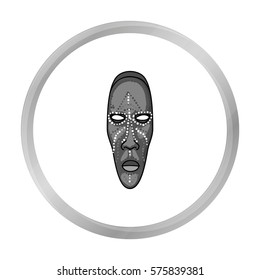 African mask icon in monochrome style isolated on white background. Museum symbol stock vector illustration.