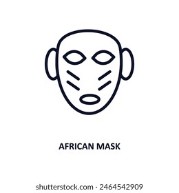 african mask icon. Thin line african mask icon from museum and exhibition collection. Outline vector isolated on white background. Editable african mask symbol can be used web and mobile