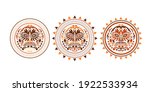 African mask icons set. Tribal African mask illustration on white background. Vector illustration set of voodoo face icon.
