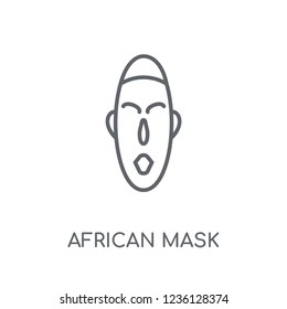 African mask linear icon. Modern outline African mask logo concept on white background from Culture collection. Suitable for use on web apps, mobile apps and print media.
