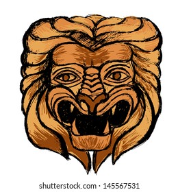 African mask.  lion