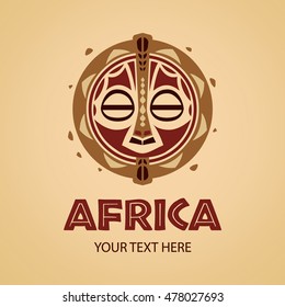 African mask logo template. Vector illustration.