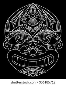 african mask on a black background.vector