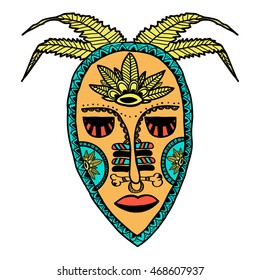 African mask, pattern , painted hands , handmade