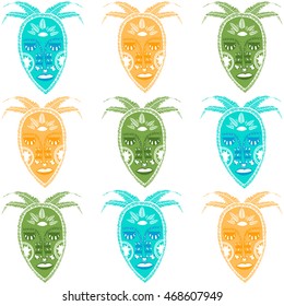 African mask, pattern , painted hands , handmade
