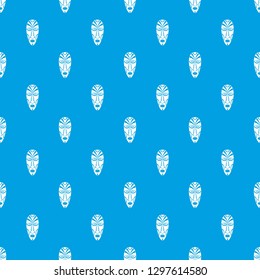 African mask pattern vector seamless blue repeat for any use