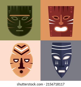 african mask tribal icon collection